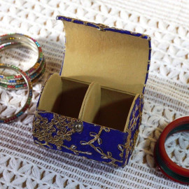 Blue Silk Embroidered Bangle Box For Women