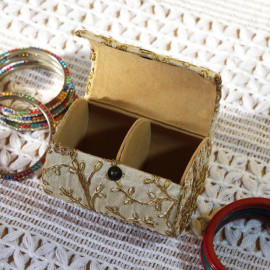 Off White Silk Embroidered Bangle Box For Women