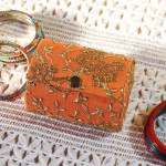 Orange Silk Embroidered Bangle Box For Women