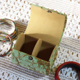 Pista Green Silk Embroidered Bangle Box For Women