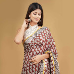 BPS20 Brown Hand Block Print Saree