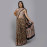 Cream and Black Abstract Block Printed Saree