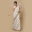 White and Grey Flowers Block Printed Saree