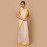 White and Yellow Small Buds Block Printed Saree