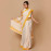 White and Yellow Small Buds Block Printed Saree
