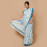 White with Blue Flower Block Printed Saree
