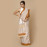 White with Small Orange Flower Block Printed Saree