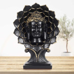 Lord Buddha Statue - Black Face on Flower for Home Decor