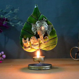 Green Patta Ganesh Tea Light Holder