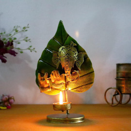 Green Patta Ganesh Tea Light Holder