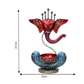 Red Blue Lord Ganesha Tea Light Holder