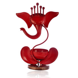 Red Orange Lord Ganesha Tea Light Holder