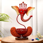 Red Orange Lord Ganesha Tea Light Holder