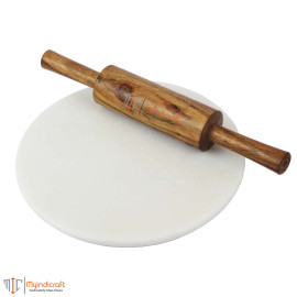 9 Inch White Marble Chakla Belan Set