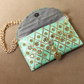 Sea Green Handmade Ethnic Clutches for Women