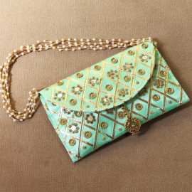 Sea Green Handmade Ethnic Clutches for Women