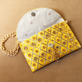 Yellow Handmade Ethnic Clutches for Women