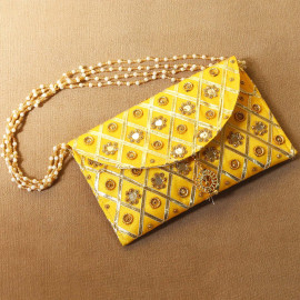 Yellow Handmade Ethnic Clutches for Women
