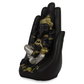 Black and Gold Ganesha Idol with Palm