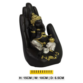 Black and Gold Ganesha Idol with Palm