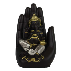 Black and Gold Ganesha Idol with Palm