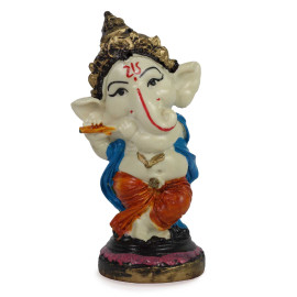 Colorful Lord Ganesha Idol Standing Playing Flute