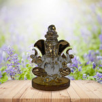 Double Sided Brass Shade Crystal Ganesha Idol for Car Dashboard, Office and Home Decor