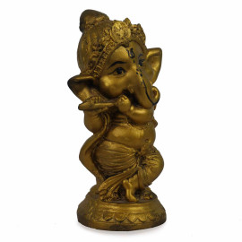 Gold Plated Lord Ganesha Idol Standing Playing Flute