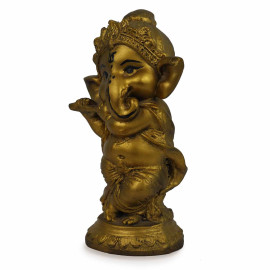Gold Plated Lord Ganesha Idol Standing Playing Flute