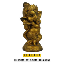 Gold Plated Lord Ganesha Idol Standing Playing Flute
