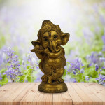 Gold Plated Lord Ganesha Idol Standing Playing Flute