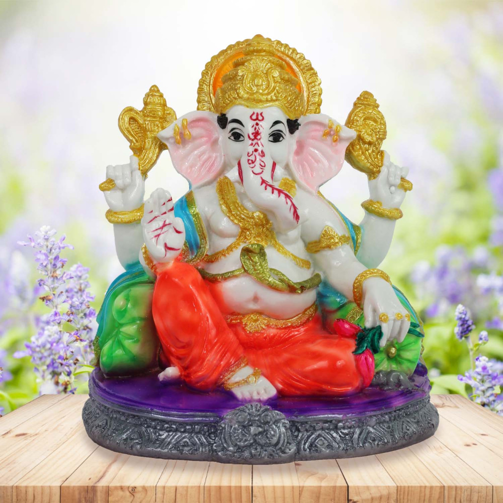 Handpainted Colorful Lord Ganesha Idol for Home Decor, Office and Temple