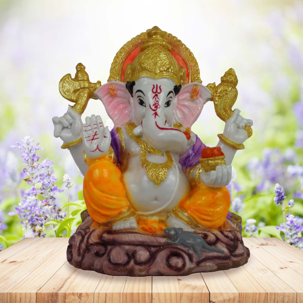 Handpainted Lord Ganesha Idol for Home Decor, Office and Temple