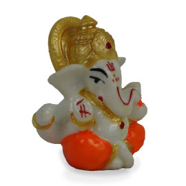 Small Ganesha Idol Orange for Car Dashboard and Home Decor
