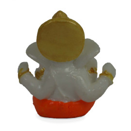 Small Ganesha Idol Orange for Car Dashboard and Home Decor