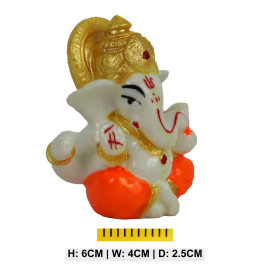 Small Ganesha Idol Orange for Car Dashboard and Home Decor