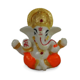 Small Ganesha Idol Orange for Car Dashboard and Home Decor