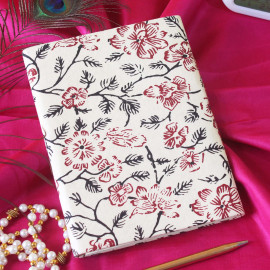 Floral Block Printed Fabric Journal Diary