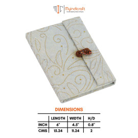 Grey Hand Work Small Journal Diary with Node Buttons