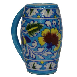 Jaipur Blue Pottery Beer Mug - Blue Floral