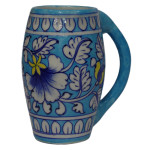 Jaipur Blue Pottery Beer Mug - Flower and Leaf Pattern