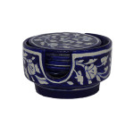 Jaipur Blue Pottery Tea Cup Coasters - Blue Floral