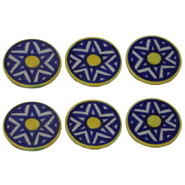Jaipur Blue and Yellow Star Pottery Tea Cup Coasters