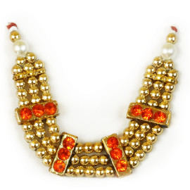 M46 Laddu Gopal Mala Set Small Three Lines Golden Pearls with Colored Diamonds - Pack of 5