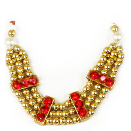 M46 Laddu Gopal Mala Set Small Three Lines Golden Pearls with Colored Diamonds - Pack of 5