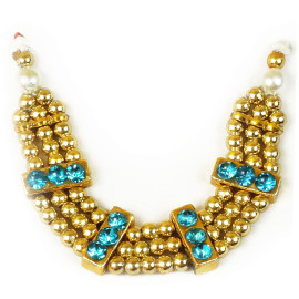 M46 Laddu Gopal Mala Set Small Three Lines Golden Pearls with Colored Diamonds - Pack of 5